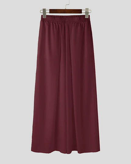 Incerun Men's Casual Wide-Leg Pants with Elastic Waist