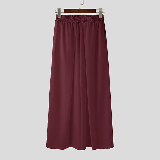 Incerun Men's Casual Wide-Leg Pants with Elastic Waist