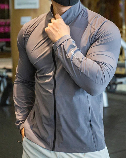 Men's Breathable Elastic Compression Jacket - Lightweight, Athletic Fit for Active Wear