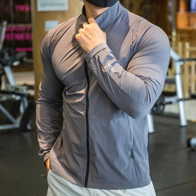 Men's Breathable Elastic Compression Jacket - Lightweight, Athletic Fit for Active Wear