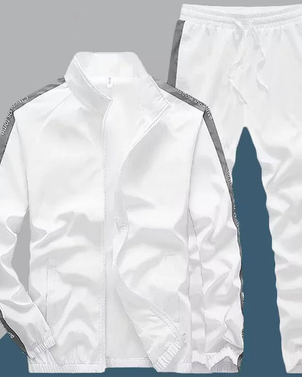 Men's Two-Piece Sportswear Set - Stand Collar Zipper Jacket and Drawstring Joggers