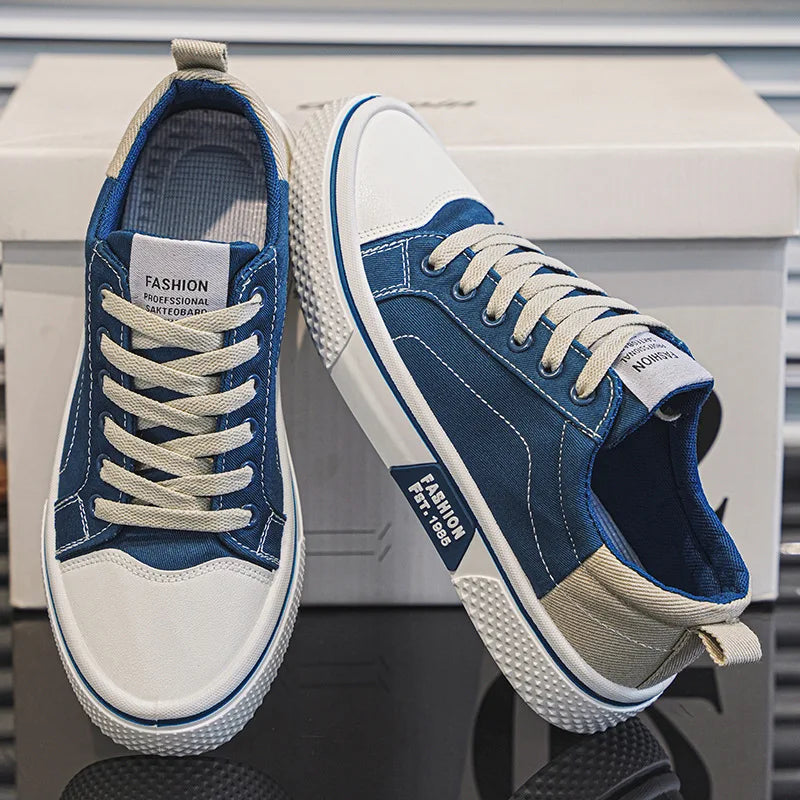 Men's Breathable Canvas Casual Sneakers with Non-Slip Sole