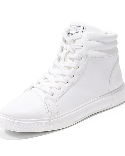 Men's High Top Faux Leather Sneakers with Lace-Up Closure
