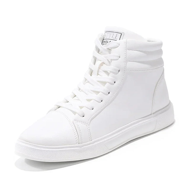 Men's High Top Faux Leather Sneakers with Lace-Up Closure
