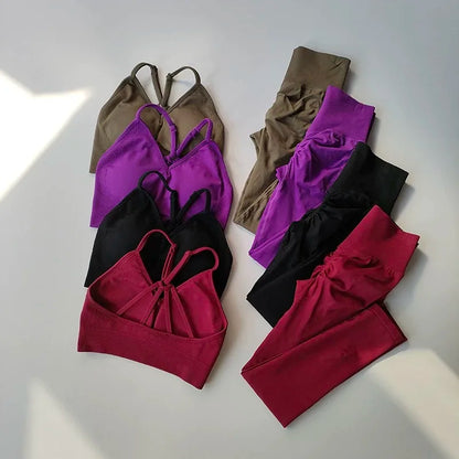 High-Waisted Hip-Lifting Women's Workout Bra and Leggings Set