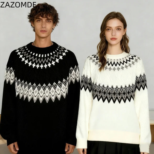 ZAZOMDE Striped Knit Pullover Sweater for Women and Men