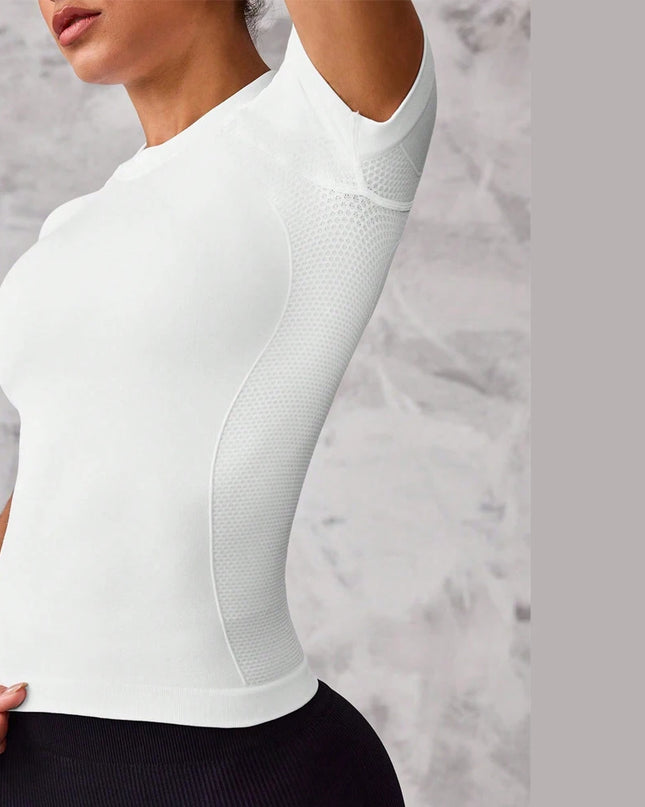 Women's Short-Sleeve Sports Top with Breathable, Quick-Drying Fabric