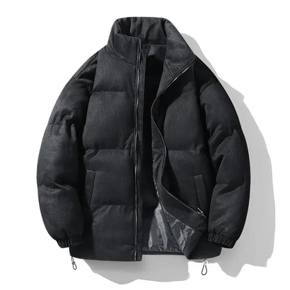 Men's Insulated Down-Filled Parka Jacket with Stand Collar