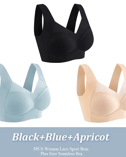 3-Pack Plus Size Women's Lace Backless Sport Bras