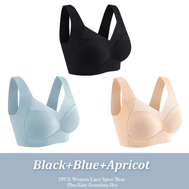3-Piece Women's Seamless Lace Sports Bras