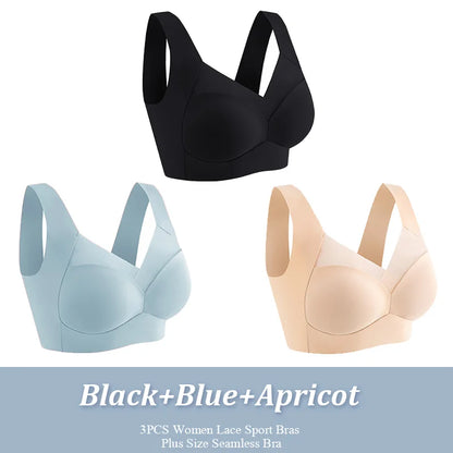 3-Piece Women's Seamless Lace Sports Bras