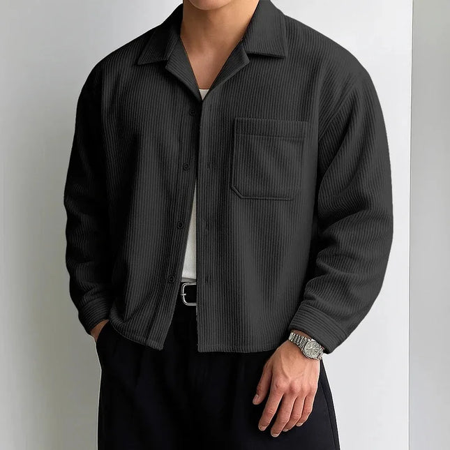 Men's Corduroy Casual Turn-Down Collar Button-Down Shirt