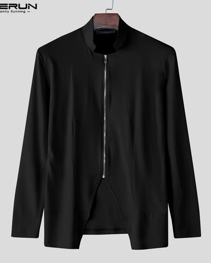 INCERUN Men's Slim Fit Zipper Stand Collar Sweater