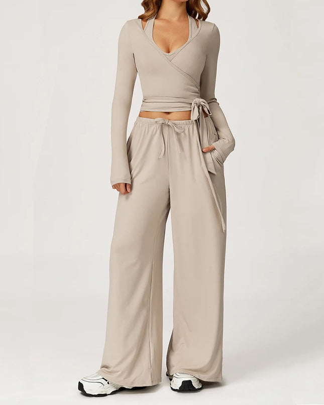 Women's 2/3PCS Cropped Sweater Vest & Loose Sweatpants Set
