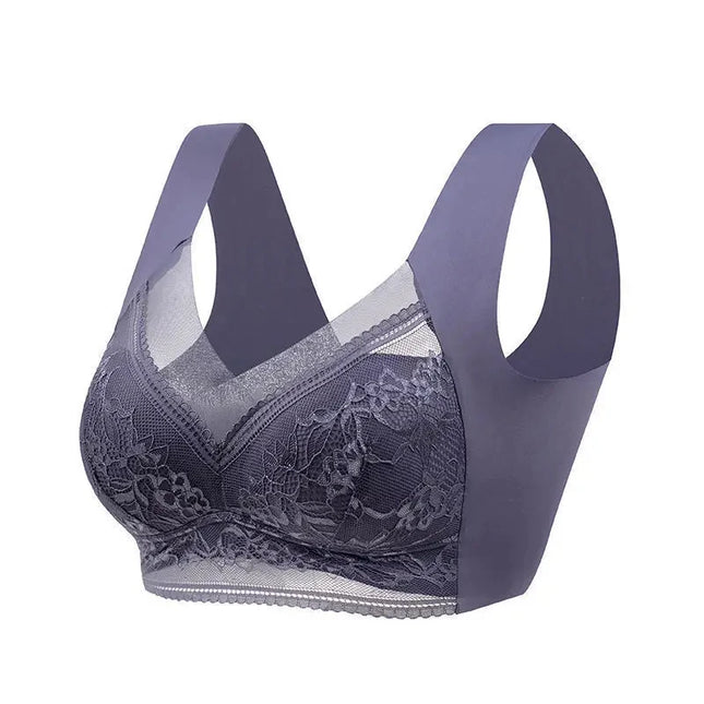 Women's Wireless Lace Push-Up Bralette in Ice Silk Seamless Design