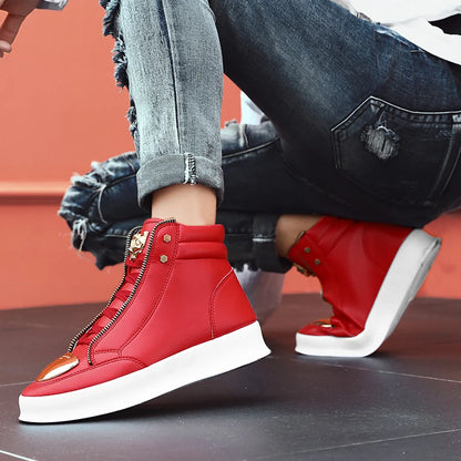 Men's Zippered High Top Sneakers - Various Colors