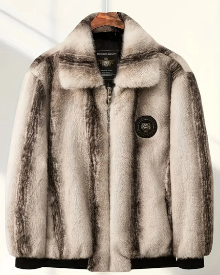 Men's Warm Lapel Imitation Mink Jacket