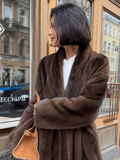 Women's Faux Fur Short Coat with Lapel Collar - Stylish Warm Outerwear for Women