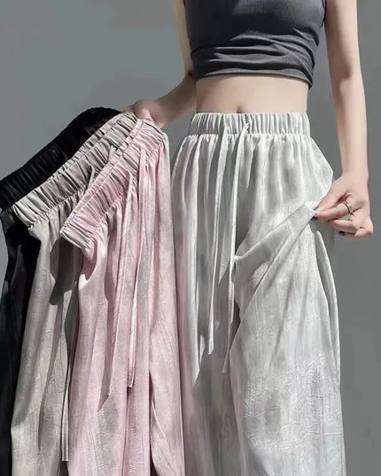 Women's Loose Fit Straight Casual Draped Wide-Leg Pants