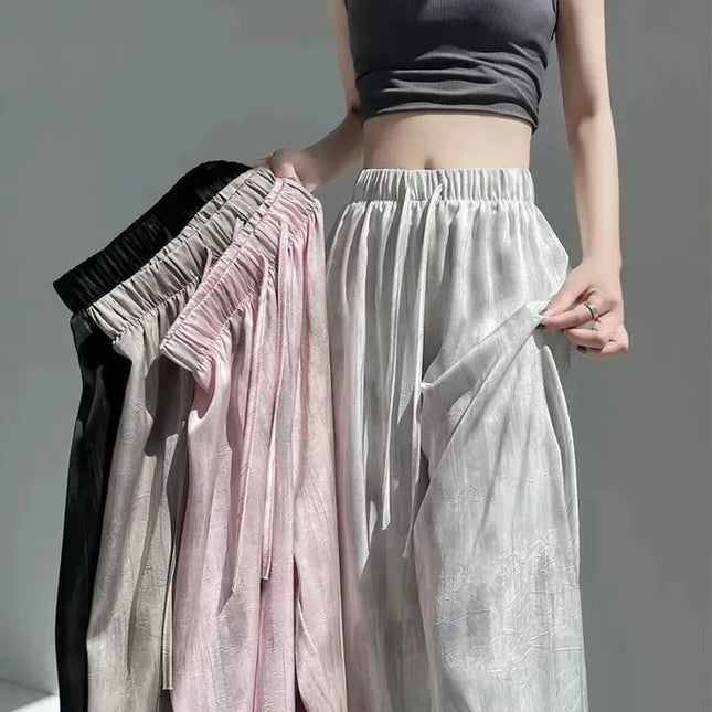 Women's Loose Fit Straight Casual Draped Wide-Leg Pants