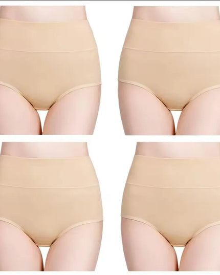 4-Piece Women's High-Waisted Tummy Control Underwear Cotton Soft Stretch Briefs