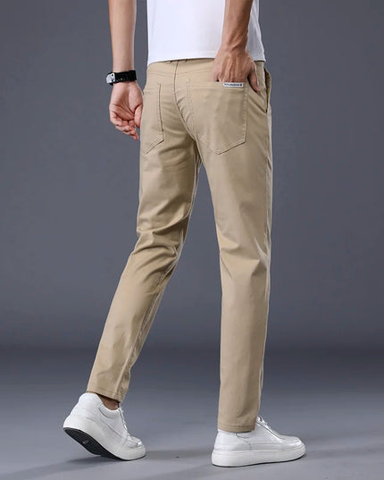 Men's Casual Long Elastic Straight Pants - Various Colors