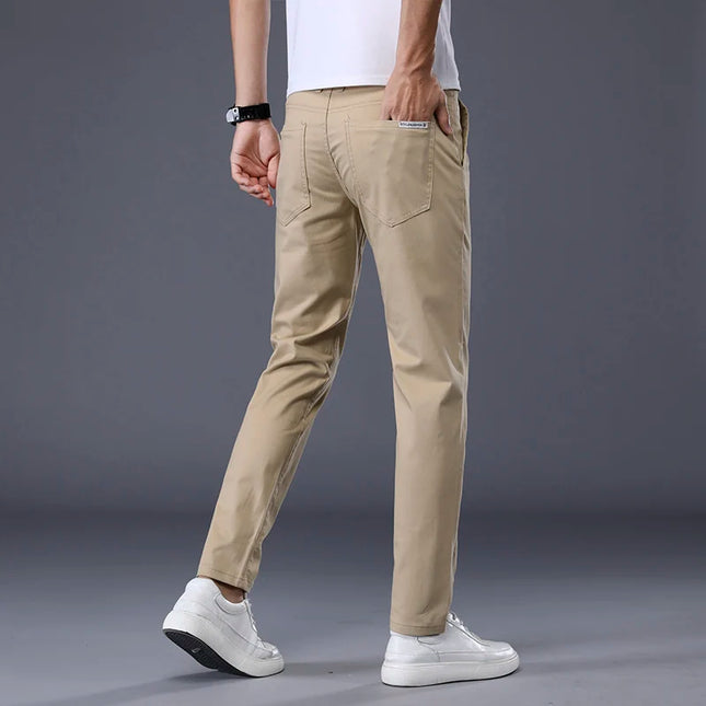 Men's Casual Long Elastic Straight Pants - Various Colors