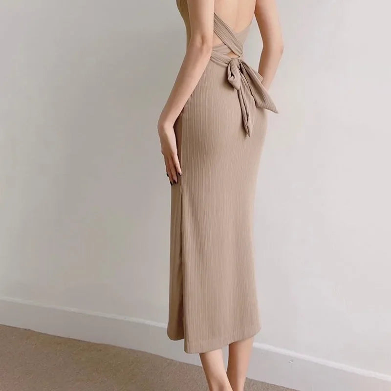 Backless Women's Dress with Sheath Style, Lace-up Detail
