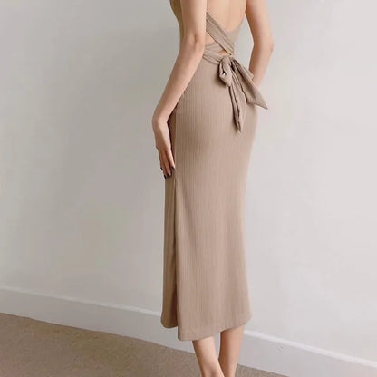 Backless Women's Dress with Sheath Style, Lace-up Detail