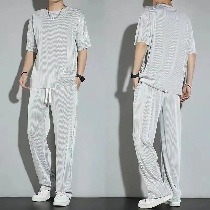 Men's Two-Piece Thin Casual T-Shirt & Drawstring Sweatpants Set