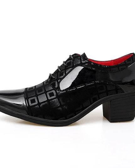 Luxury Men's High Heel Faux Leather Elevator Shoes