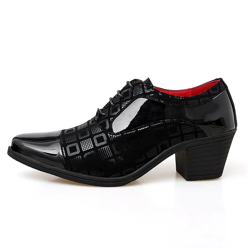 Luxury Men's High Heel Faux Leather Elevator Shoes
