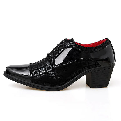 Luxury Men's High Heel Faux Leather Elevator Shoes