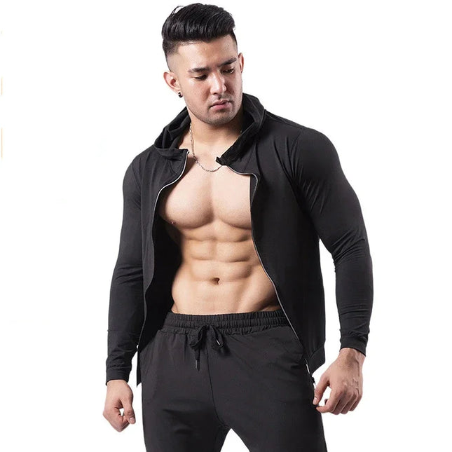 Men's Hooded Sports Jacket - Quick-Drying, Slim Fit, Fitnesswear