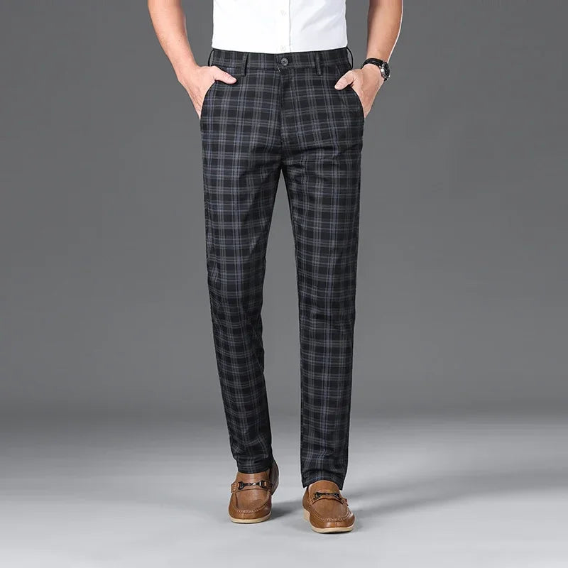 Men's Classic Checkered Straight Casual Pants