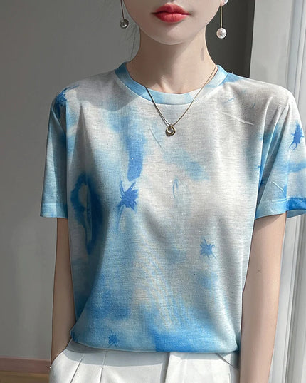 Elegant Women's Satin Silk V-Neck Short Sleeve Blouse