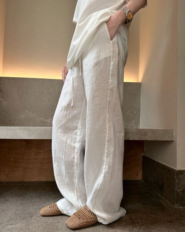 Women's Casual Wide-Leg High-Waisted Pants - Comfortable Thin Fit for Women