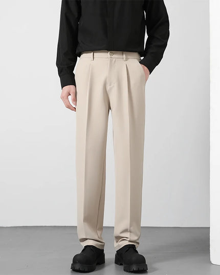 Men's Loose Fit Pants - Classic Straight Leg Drape Trousers for Men
