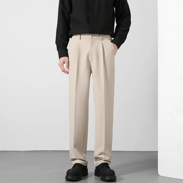 Men's Loose Fit Pants - Classic Straight Leg Drape Trousers for Men