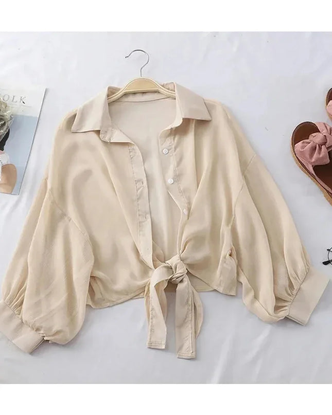 Women's Loose Tied Waist Blouse