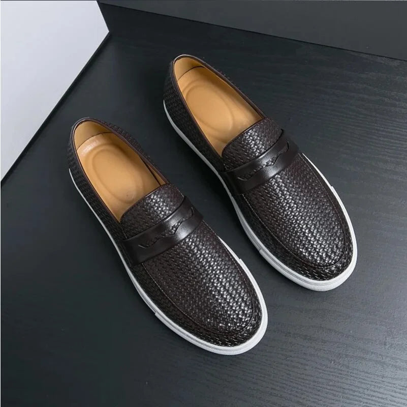Men's Slip-On Loafers - Casual Faux Leather Shoes