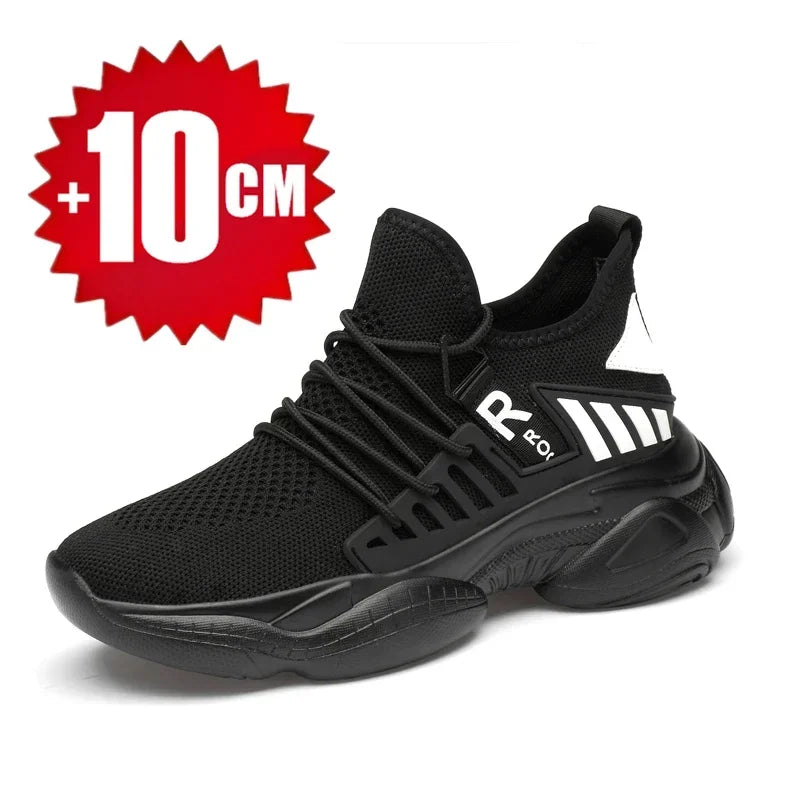 Men's Height-Boosting Running Shoes - Fly Weaving Sneakers with Thick Soles, Non-Slip and Comfort Fit