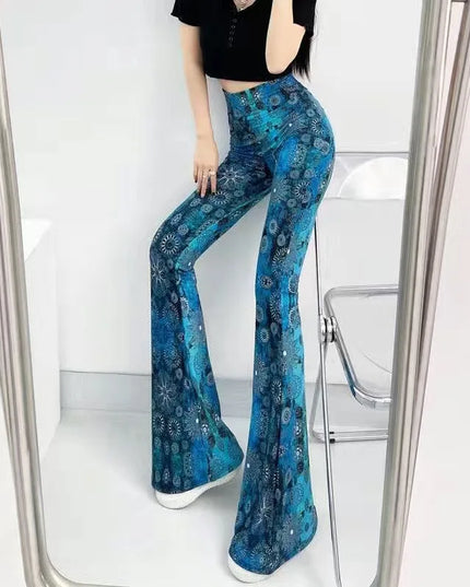 Women's Slim High Waist Striped Flare Pants