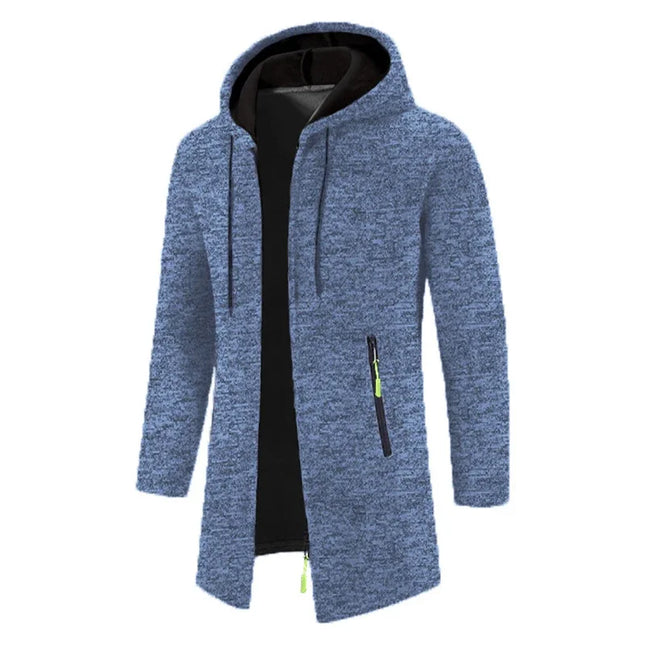 Men's Thick Warm Fleece Zipper Hoodie Casual Long Sleeve Coat