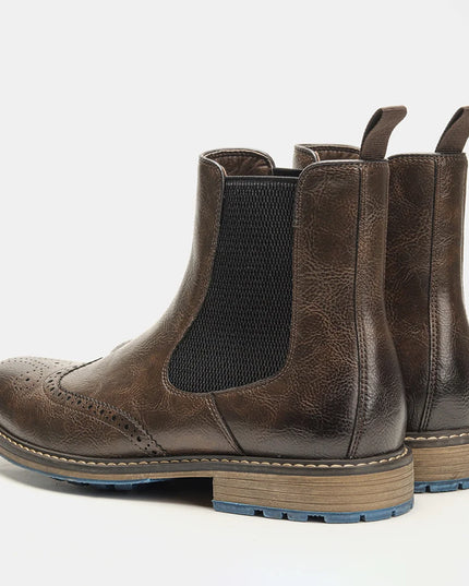 Men's Faux Leather Ankle Boots with Retro Style