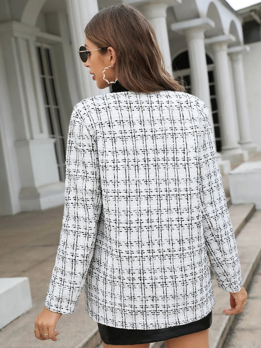 Women's Vintage Plaid Button-Up Blazer