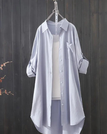 Women's Loose Midi Long Sleeve Shirt