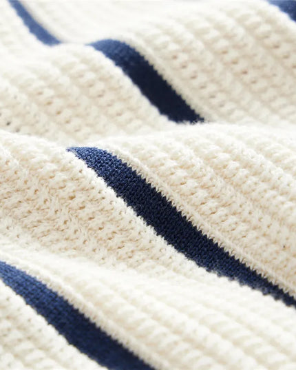 Men's Striped Knit Polo Shirt with Turn-Down Collar – Stylish Knitted Polo for Men