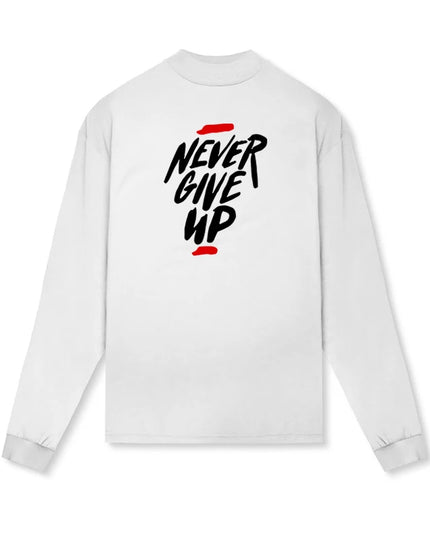 Men's Never Give Up Print Oversized Cotton Turtleneck Sweater