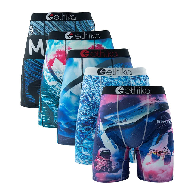 ETHIKA 5-Piece Men's Breathable Mesh Crotch Boxer Briefs